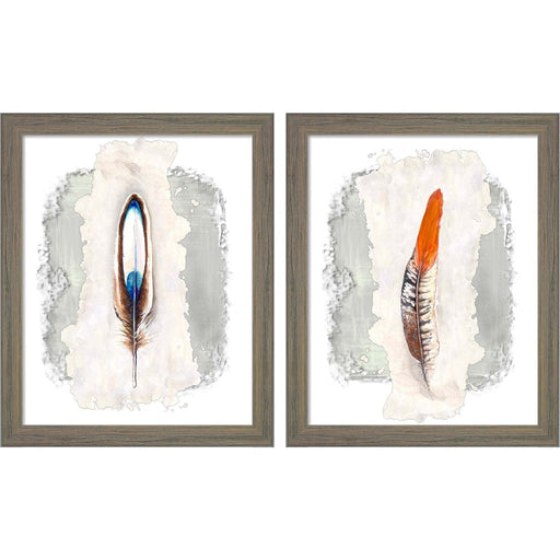Simple Feather by Diannart, 2 Piece Rustic Gray Framed Art Set