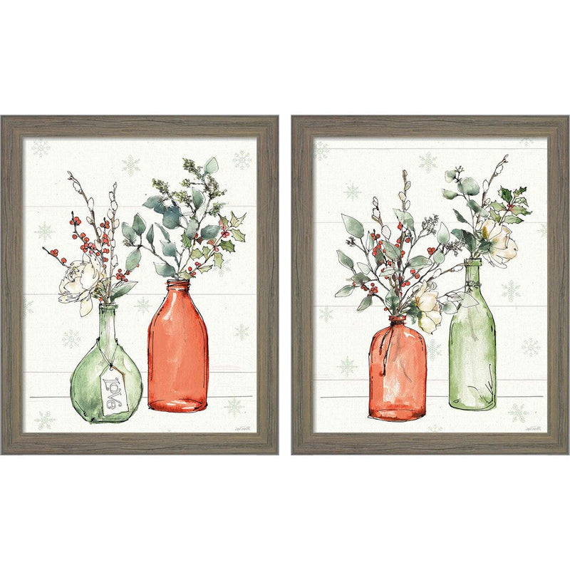 Modern Farmhouse Christmas C by Anne Tavoletti, 2 Piece Rustic Gray Framed Art Set