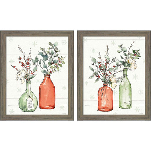 Modern Farmhouse Christmas C by Anne Tavoletti, 2 Piece Rustic Gray Framed Art Set