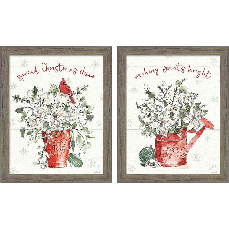 Modern Farmhouse Christmas B by Anne Tavoletti, 2 Piece Rustic Gray Framed Art Set