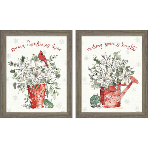 Modern Farmhouse Christmas B by Anne Tavoletti, 2 Piece Rustic Gray Framed Art Set