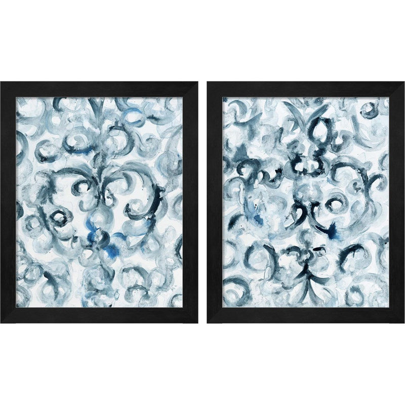 Fancy Fretwork by Li Bo, 2 Piece Black Framed Art Set