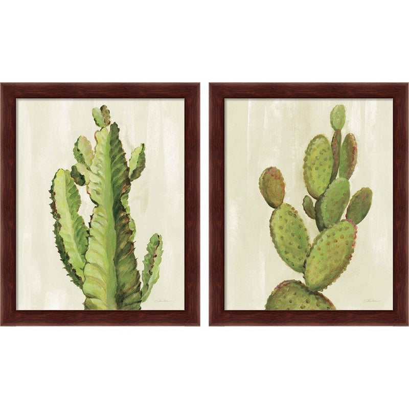 Front Yard Cactus by Silvia Vassileva, 2 Piece Brown Framed Art Set