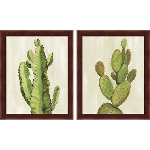 Front Yard Cactus by Silvia Vassileva, 2 Piece Brown Framed Art Set