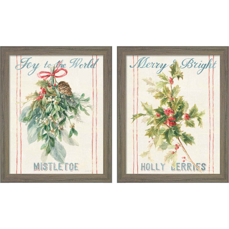 Floursack Holiday Bright by Danhui Nai, 2 Piece Rustic Gray Framed Art Set