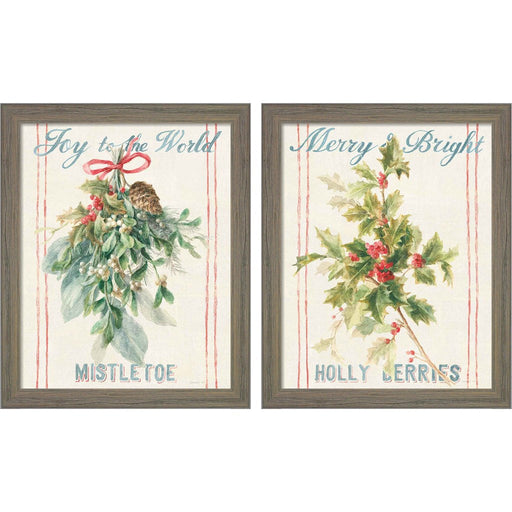 Floursack Holiday Bright by Danhui Nai, 2 Piece Rustic Gray Framed Art Set