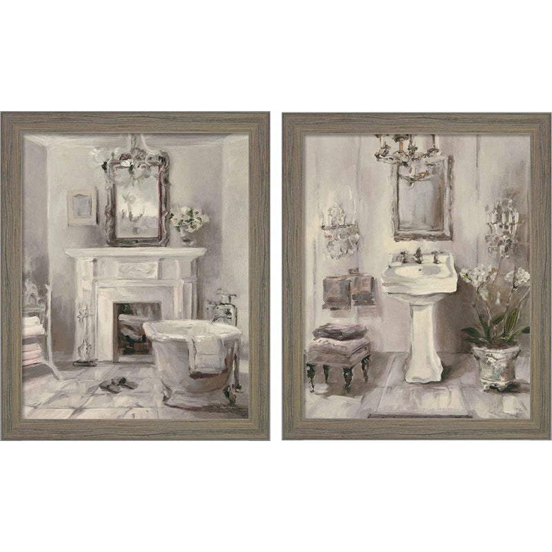 French Bath Gray by Marilyn Hageman, 2 Piece Rustic Gray Framed Art Set
