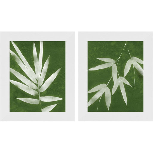 Green Spa Bamboo by Linda Woods, 2 Piece White Framed Art Set