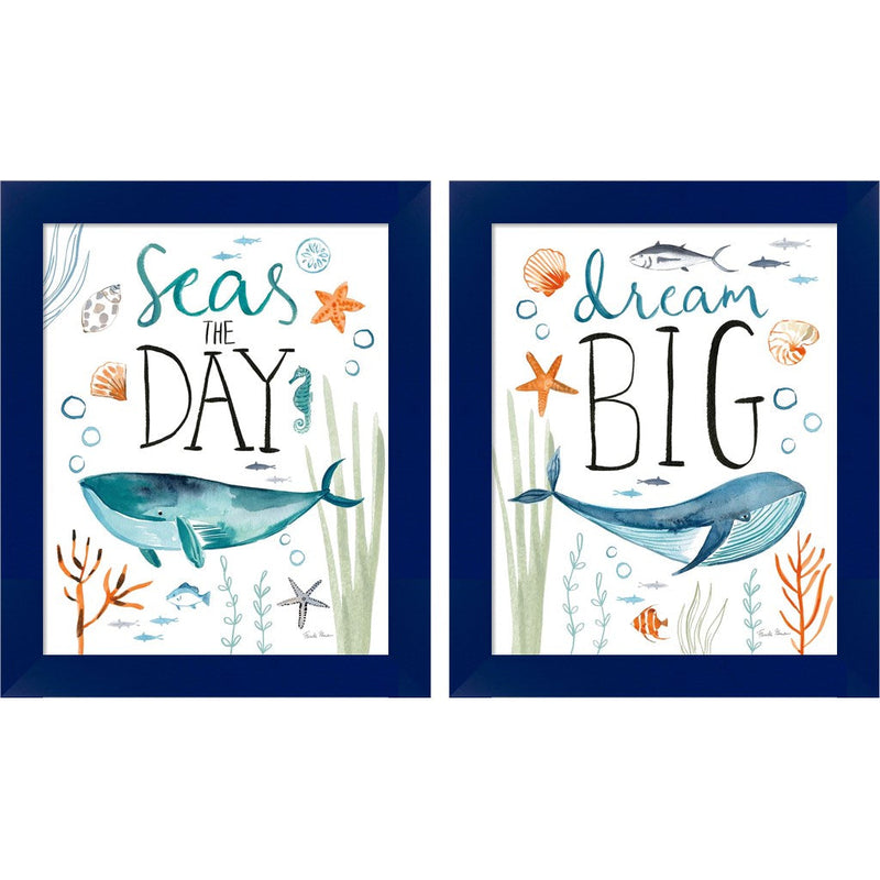 Whale Tale by Farida Zaman, 2 Piece Blue Framed Art Set