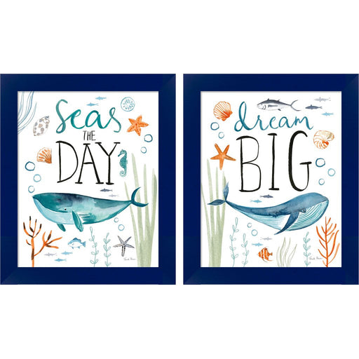 Whale Tale by Farida Zaman, 2 Piece Blue Framed Art Set