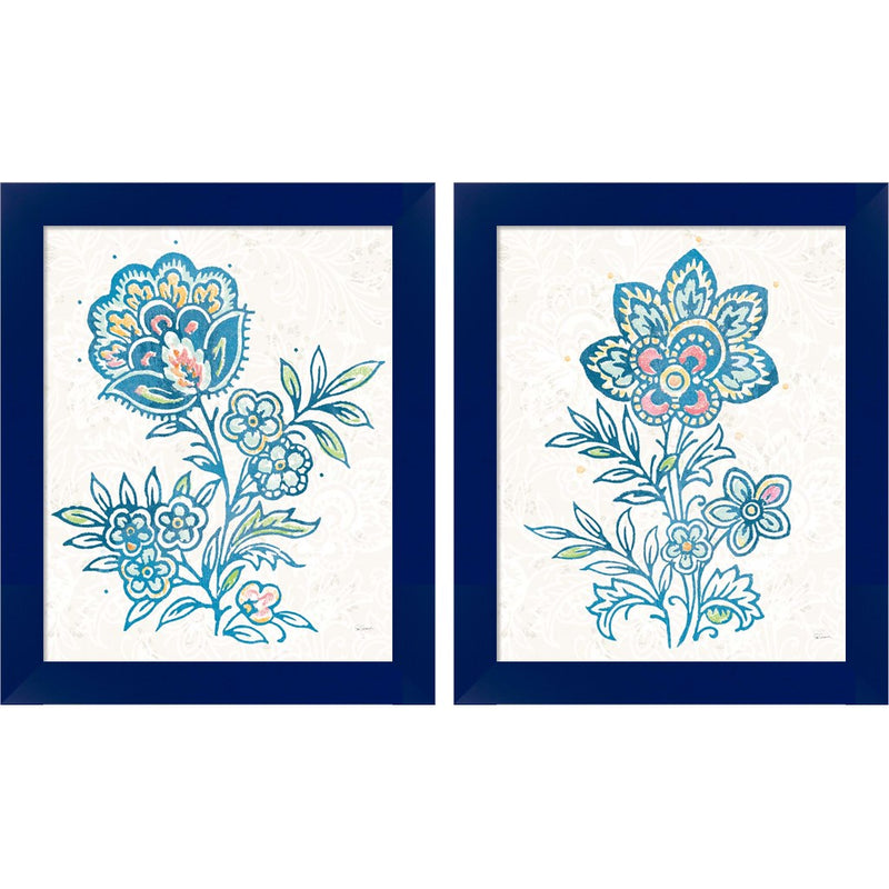 Kala Flower by Sue Schlabach, 2 Piece Blue Framed Art Set