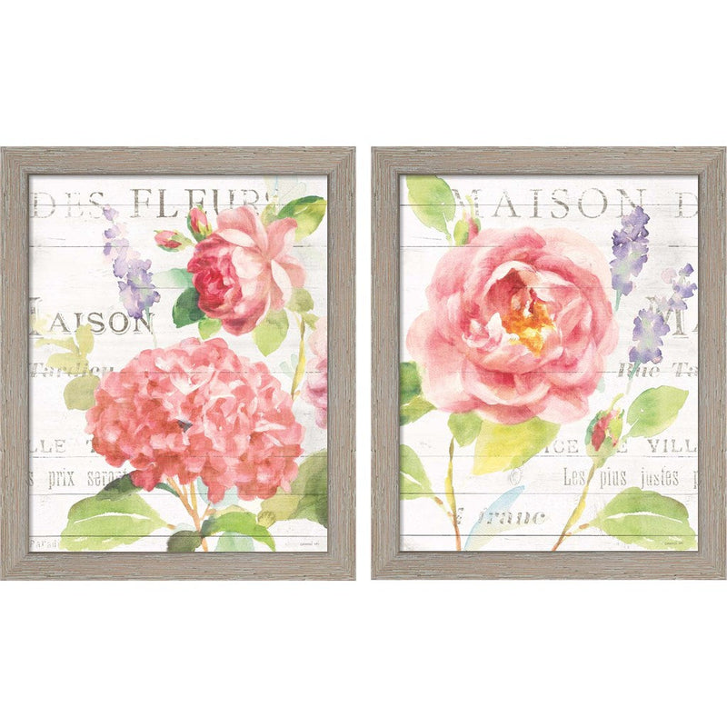 Maison Des Fleurs B by Danhui Nai, 2 Piece Rustic White Framed Art Set