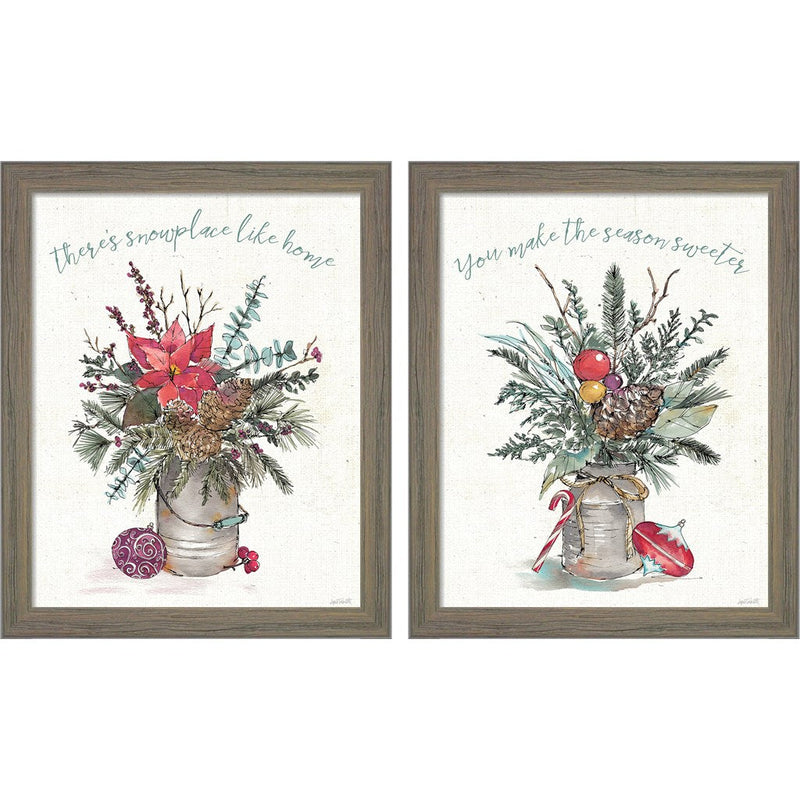 Seasonal Charm by Anne Tavoletti, 2 Piece Rustic Gray Framed Art Set