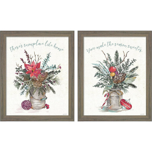 Seasonal Charm by Anne Tavoletti, 2 Piece Rustic Gray Framed Art Set