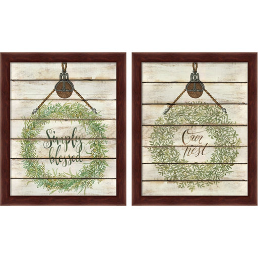 Simply Blessed  & Our Nest Wreath by Cindy Jacobs, 2 Piece Brown Framed Art Set