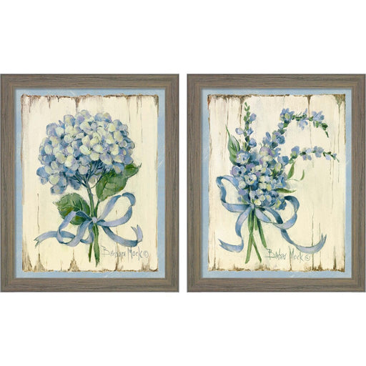 Blue by Barbara Mock, 2 Piece Rustic Gray Framed Art Set