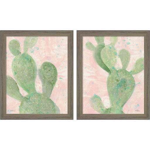Cactus Panel by Albena Hristova, 2 Piece Rustic Gray Framed Art Set