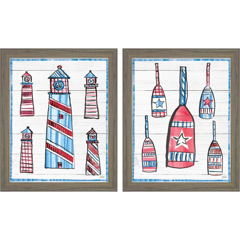 Coastal Americana Shiplap by Melissa Averinos, 2 Piece Rustic Gray Framed Art Set