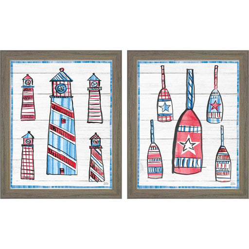 Coastal Americana Shiplap by Melissa Averinos, 2 Piece Rustic Gray Framed Art Set