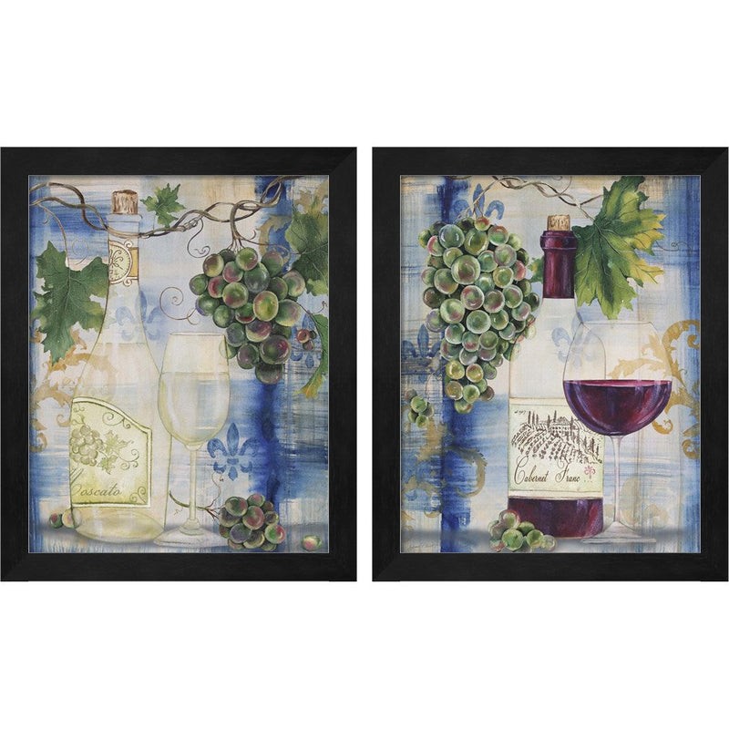 Royal Wine by Jean Plout, 2 Piece Black Framed Art Set