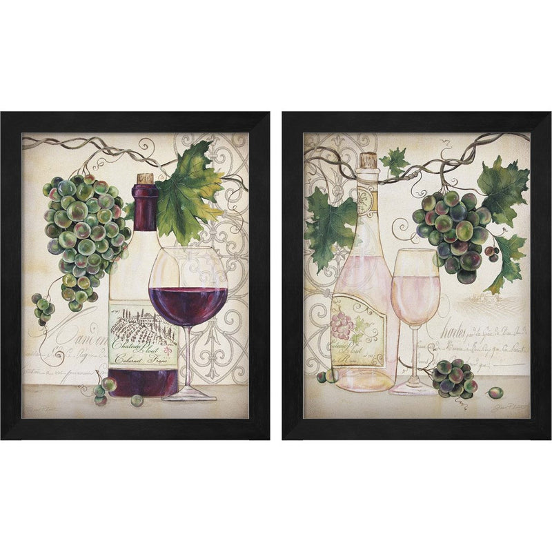 Chateau Plout Wine by Jean Plout, 2 Piece Black Framed Art Set