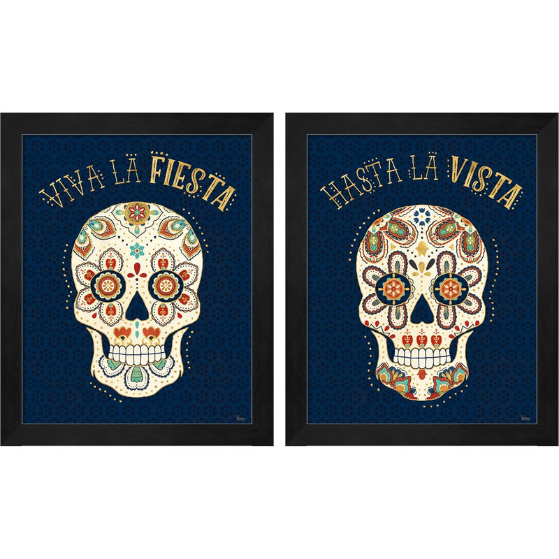 La Vida Loca Blue by Veronique Charron, 2 Piece Black Framed Art Set