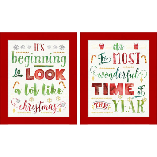 Joyful Wishes by Jess Aiken, 2 Piece Red Framed Art Set