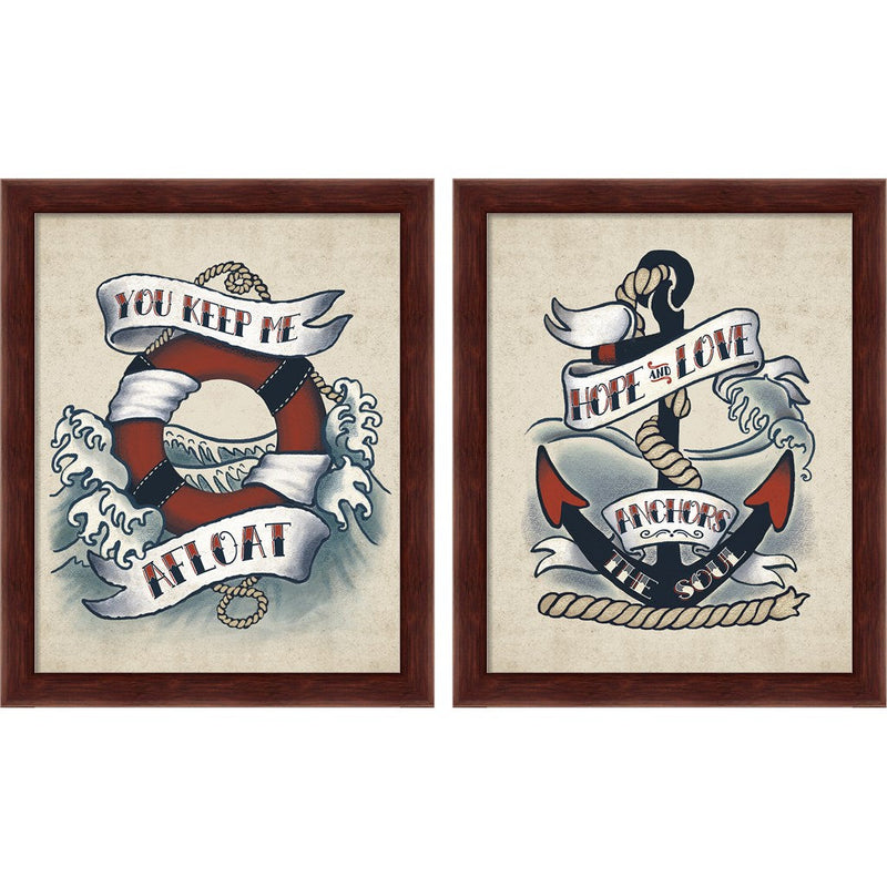 Sailor Wisdom by Janelle Penner, 2 Piece Brown Framed Art Set