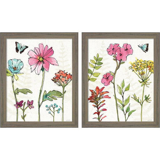 Simply Petals B by Anne Tavoletti, 2 Piece Rustic Gray Framed Art Set