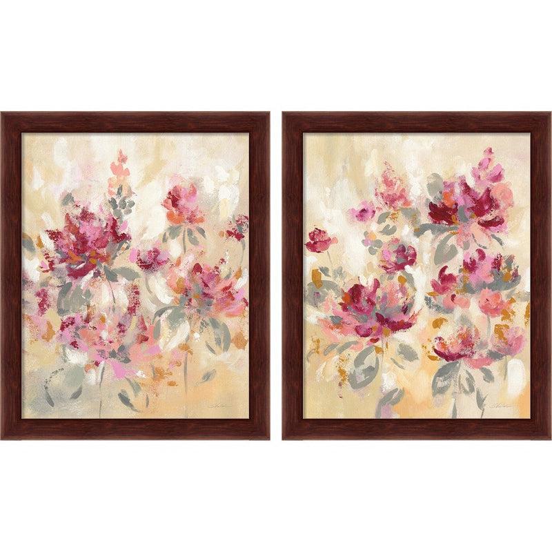 Floral Reflections by Silvia Vassileva, 2 Piece Brown Framed Art Set