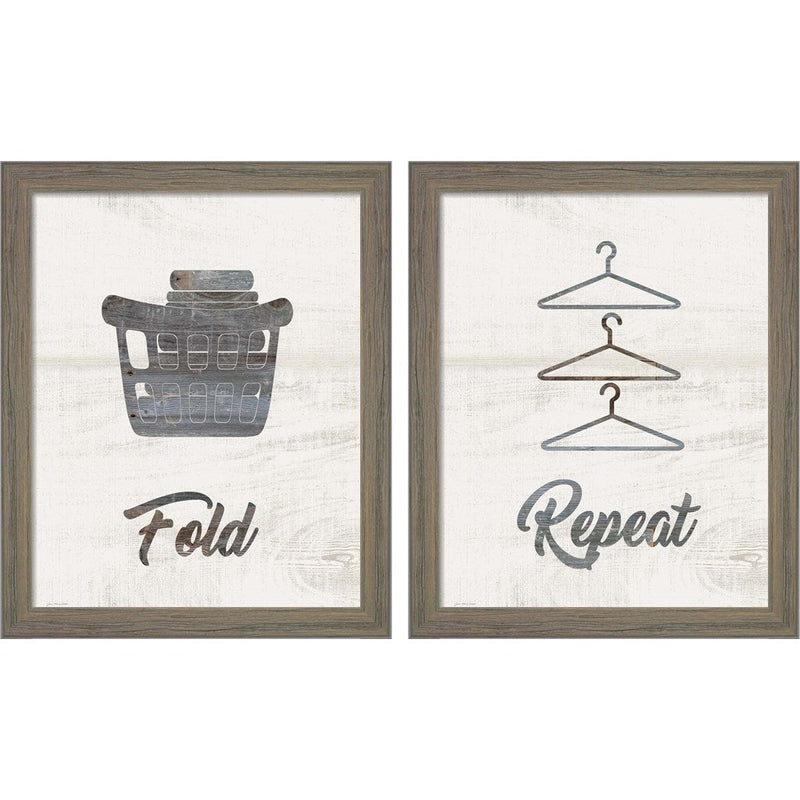 Barnwood Fold & Repeat by Jo Moulton, 2 Piece Rustic Gray Framed Art Set
