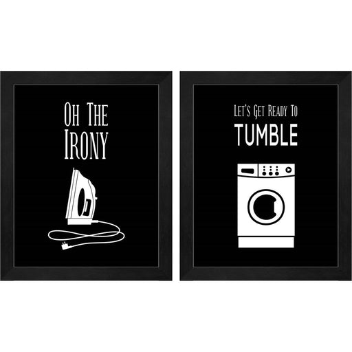 Oh The Irony - Black & Let's Get Ready To Tumble - Black by Color Me Happy, 2 Piece Black Framed Art Set