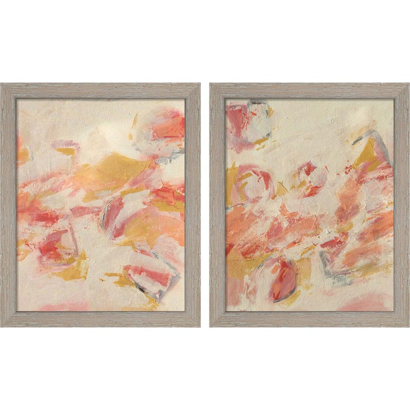 Spring Blossoms by Leslie Saeta, 2 Piece Rustic White Framed Art Set