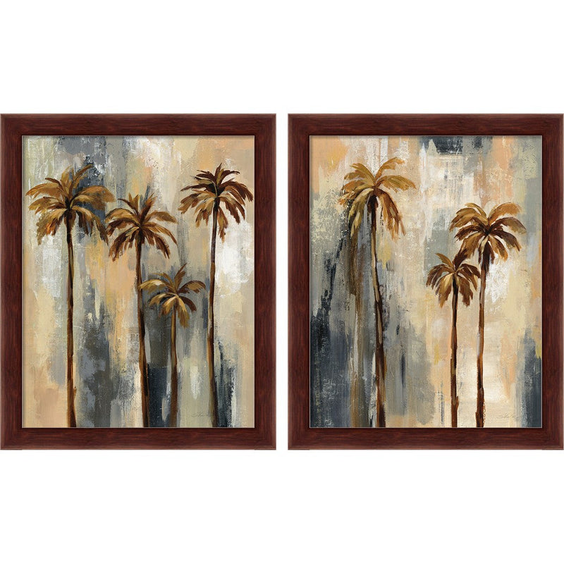 Palm Trees by Silvia Vassileva, 2 Piece Brown Framed Art Set