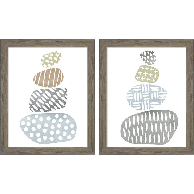 River Stones by Moira Hershey, 2 Piece Rustic Gray Framed Art Set