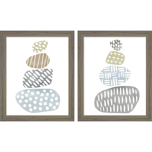 River Stones by Moira Hershey, 2 Piece Rustic Gray Framed Art Set