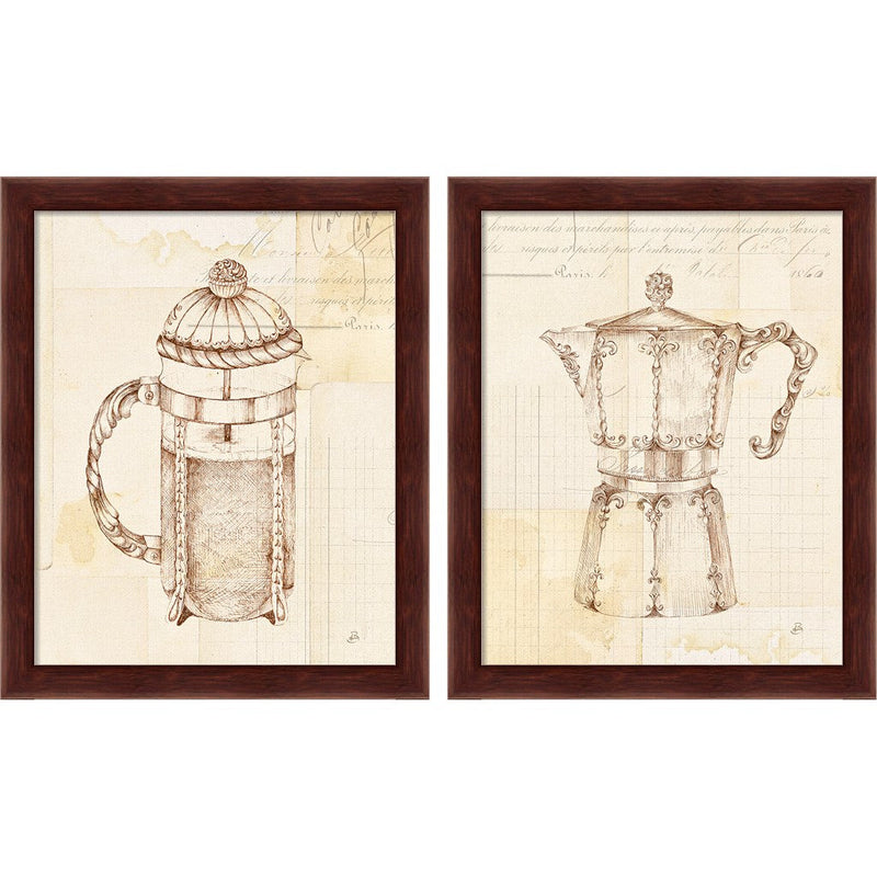 Authentic Coffee A by Daphne Brissonnet, 2 Piece Brown Framed Art Set