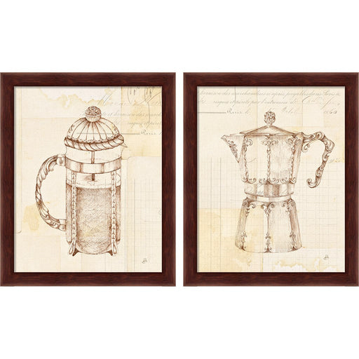 Authentic Coffee A by Daphne Brissonnet, 2 Piece Brown Framed Art Set