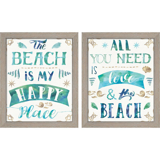 Love and the Beach by Jess Aiken, 2 Piece Rustic White Framed Art Set