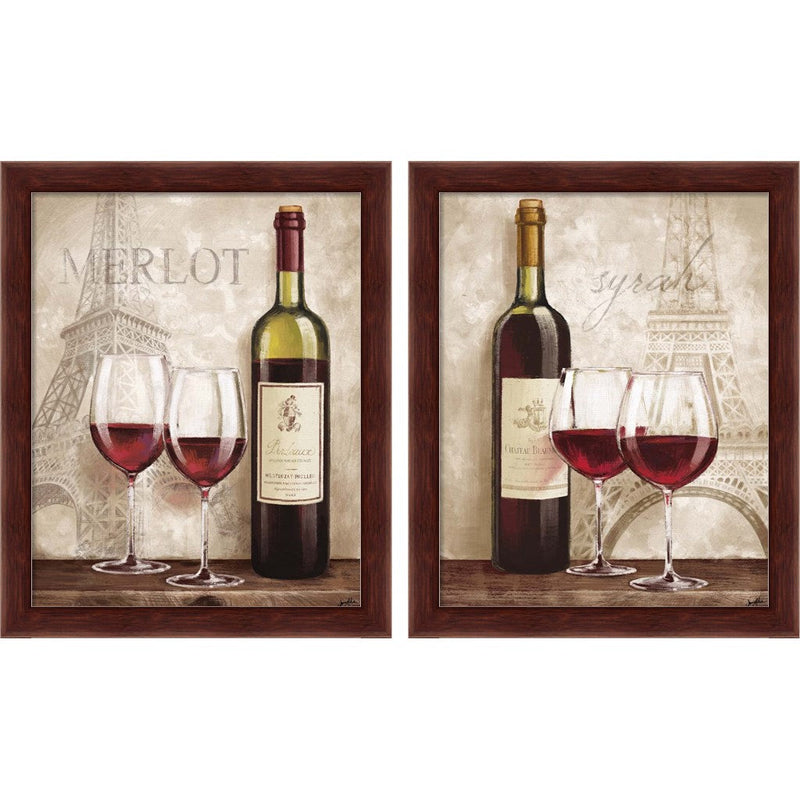 Wine in Paris by Janelle Penner, 2 Piece Brown Framed Art Set