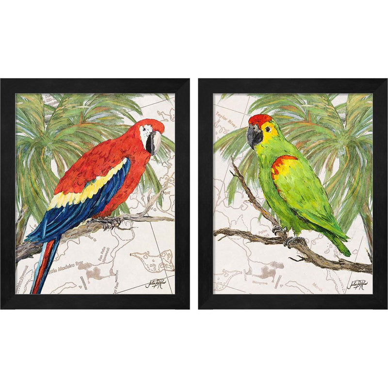 Another Birdn Paradise by Julie DeRice, 2 Piece Black Framed Art Set