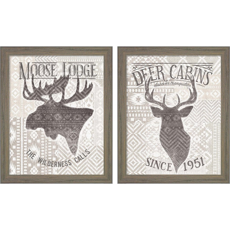 Soft Lodge by Janelle Penner, 2 Piece Rustic Gray Framed Art Set