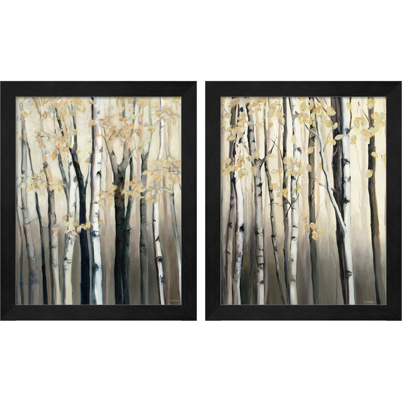 Golden Birch by Marilyn Hageman, 2 Piece Black Framed Art Set