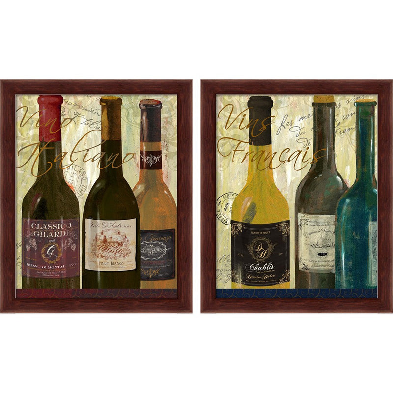 Vino Italiano & Vins De France by Fiona Stokes-Gilbert, 2 Piece Brown Framed Art Set