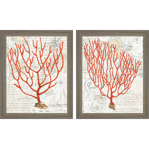 Textured Coral by Avery Tillmon, 2 Piece Rustic Gray Framed Art Set