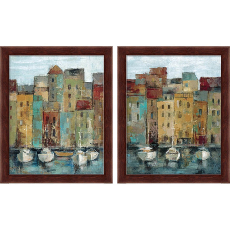 Old Town Port by Silvia Vassileva, 2 Piece Brown Framed Art Set