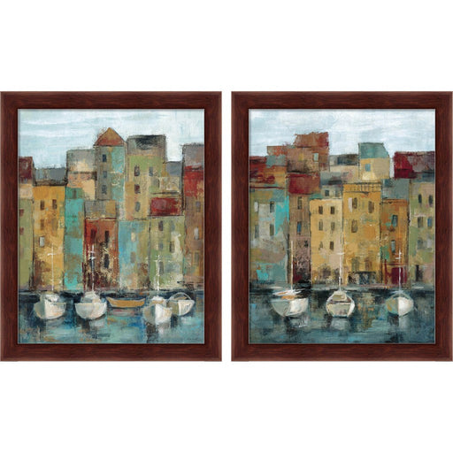 Old Town Port by Silvia Vassileva, 2 Piece Brown Framed Art Set
