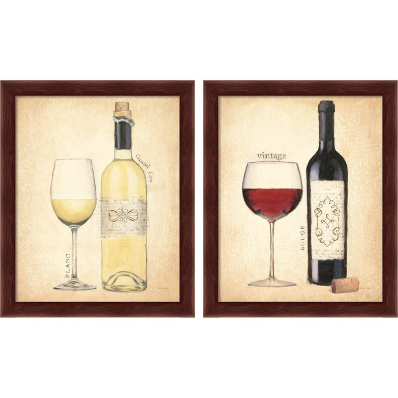 Grand Cru Blanc & Vintage Rouge by Emily Adams, 2 Piece Brown Framed Art Set