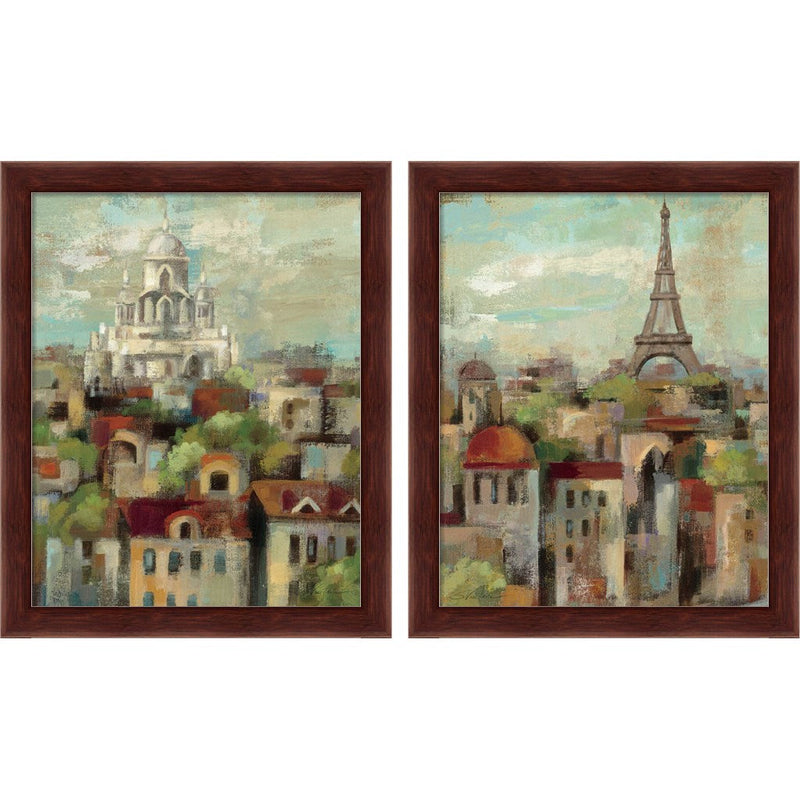 Spring in Paris by Silvia Vassileva, 2 Piece Brown Framed Art Set