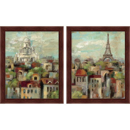 Spring in Paris by Silvia Vassileva, 2 Piece Brown Framed Art Set